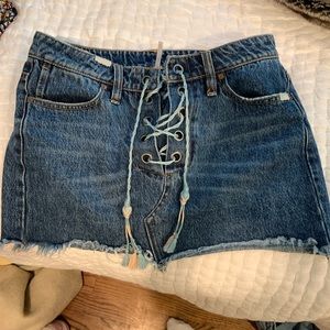 Free People Denim Skirt Lace-Up